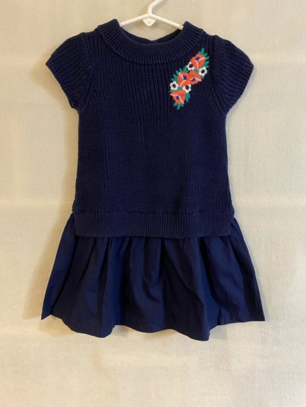 Janie & Jack 2T navy blue cotton drop waist sweater dress